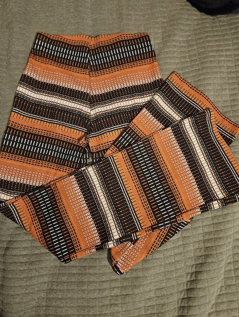 Urban Outfitters Orange and Black Striped Flare Leg Pants
